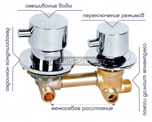 Смеситель для душевой кабины на 3 положения (резьба)